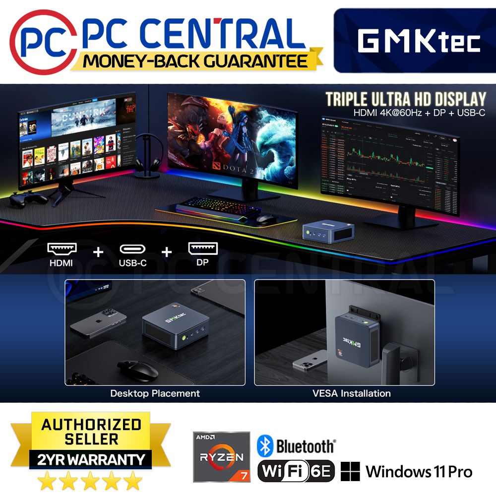 GMKTec Mini PC-NucBox M5 plus | AMD Ryzen 7 5825U | 16GB DDR4 RAM | 512GB SSD | WIN 11 PRO