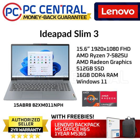 Lenovo Ideapad Slim 3 15ABR8 82XM011NPH | 15.6" | AMD Ryzen 7 | 16GB RAM | 512GB SSD | AMD Radeon | Win 11 Home | PC Central