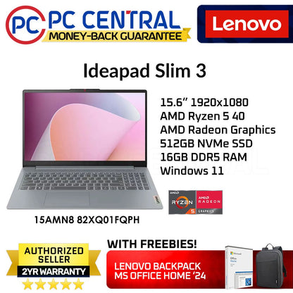 Lenovo Ideapad Slim 3 82XQ01FQPH | 15.6" | Ryzen 5 | AMD Radeon | 512GB SSD |16GB DDR5 | WIN 11 HOME
