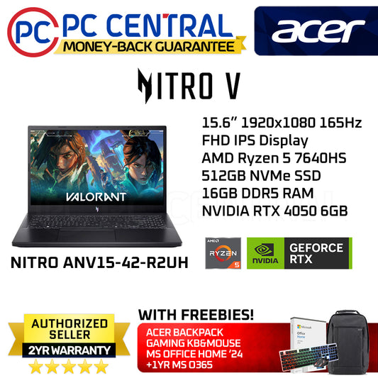 Acer Nitro V 15 ANV15-42-R2UH | 15.6in FHD IPS 165Hz | Ryzen 5 7640HS | 16GB DDR5 | 512GB SSD | GeForce RTX 4050 6GB | Win11