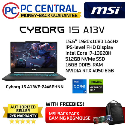 MSI Cyborg 15 A13VE-2446PHNN (Black) | 15.6" FHD (1920x1080) 144Hz IPS | Core i7-13620H | 16GB RAM | 512GB SSD | RTX 4050 | Windows 11 Home