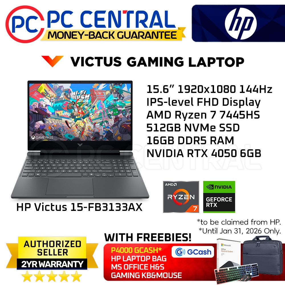 HP Victus 15-FB3133AX Gaming Laptop (Mica Silver) | 15.6" FHD (1920x1080) 144Hz IPS | Ryzen 7 7445HS | 16GB RAM | 512GB SSD | RTX 4050 | Windows 11 Home | PC Central