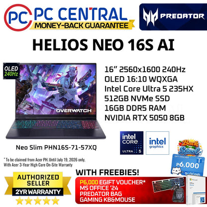 Acer Predator Helios Neo Slim PHN16S-71-57XQ 16in WQXGA | Intel Core Ultra 5 | 16GB RAM | 512GB SSD | GeForce RTX5050 8GB | Win11