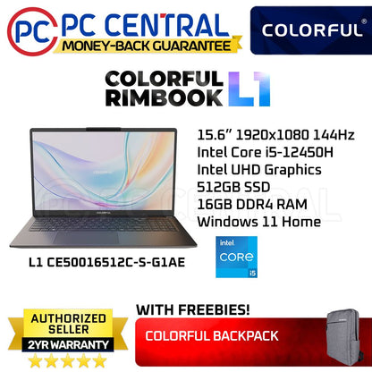 COLORFUL Rimbook L1 | 15.6" | Core i5-13420h | 16GB RAM | 512GB SSD | Intel UHD | WIN 11 Home | PC CENTRAL