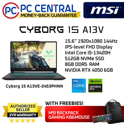 MSI Cyborg 15 A13VE-2453PHNN | 15.6" FHD (1920x1080) 144Hz IPS | Core i5-13420H | 8GB RAM | 512GB SSD | RTX 4050 | Windows 11 Home