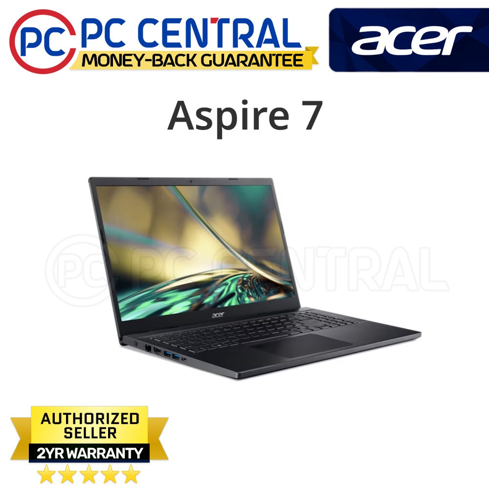 Acer Aspire 7 A715-59G-56W7 | 15.6" 144Hz | Core i5-12450H | 16GB RAM | 512GB SSD | NVIDIA GF RTX3050, 6GB | WIN11 HOME | PC CENTRAL