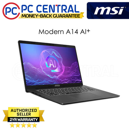 MSI Modern A14 F3HMG-035PHNN Laptop 14" 1920x1080 Display IPS-level Panel AMD Ryzen AI 5 330 AMD Radeon Graphics 512GB SSD 8GB DDR5 RAM