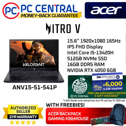 Acer Nitro 15 ANV15-51-541P | 15.6" | Intel Core i5-13420H | 16GB DDR5 RAM | 512GB SSD | RTX 4050 6GB | WINDOWS 11 HOME | PC CENTRAL