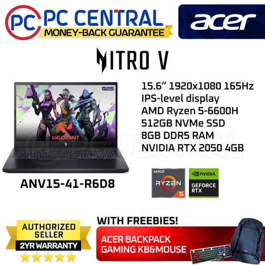 Acer Nitro V ANV15-41-R6D8 OPI | 15.6inch FHD IPS | AMD Ryzen 5 6600H | 8GB RAM | 512GB SSD | NVIDIA GF RTX 2050 4GB | WIN11 HOME | PC CENTRAL