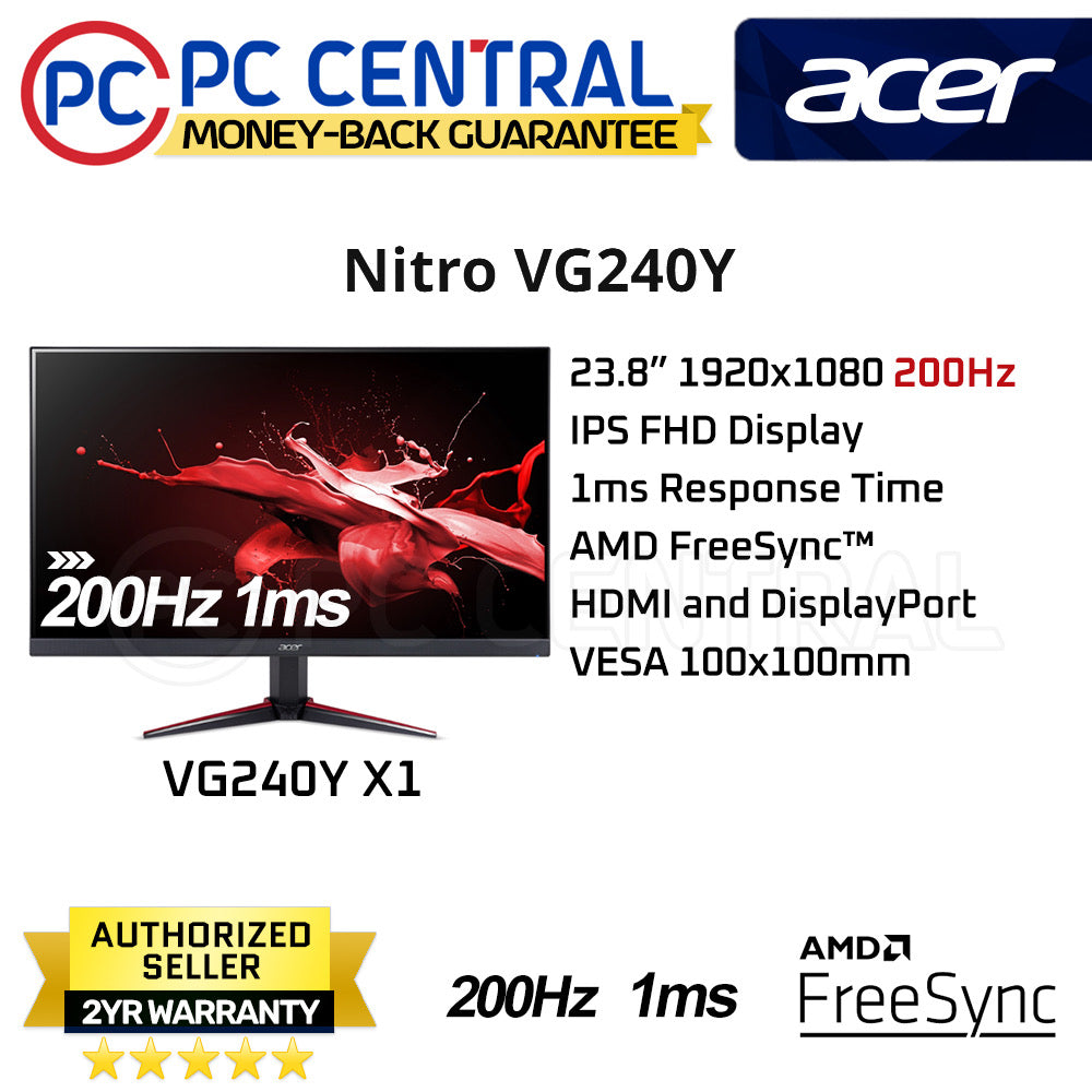 Acer Nitro VG0 VG240Y X1 24" IPS Full HD Gaming Monitor 200Hz I 99% sRGB  (PC CENTRAL)